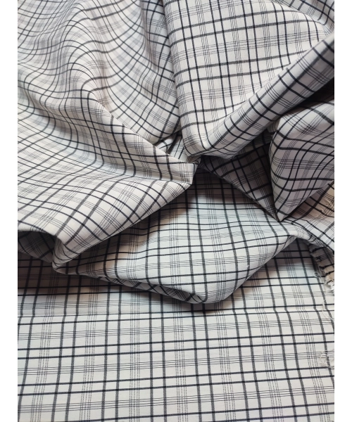 Tkanina bawełniana KRATECZKA szara koszulowa - KUPON 1,90x146